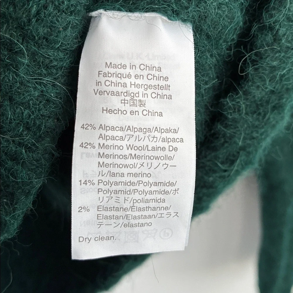 J. Crew Puff Sleeve Fuzzy Crewneck Sweater In Old Forest Alpaca Merino Blend XS